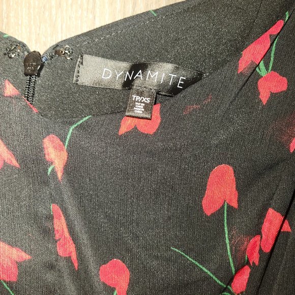 Dynamite - Off Shoulder Black Mini-dress w/ Roses (X-small) - Picture 4 of 4